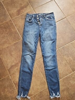 KanCan Dark Blue High-Rise Skinny Jeans with Button-Fly